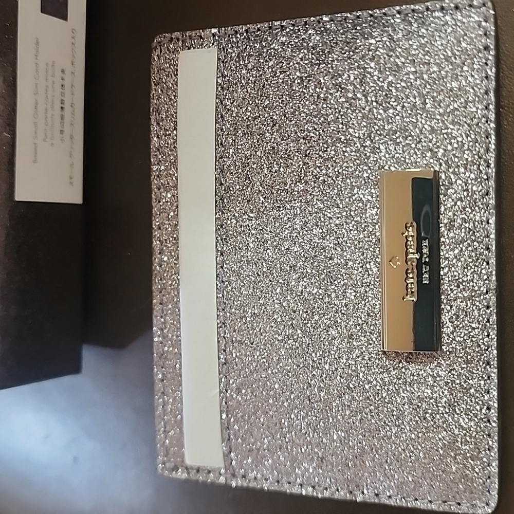 NIB Kate Spade Glittering Silver Card Holder - Picture 3 of 5